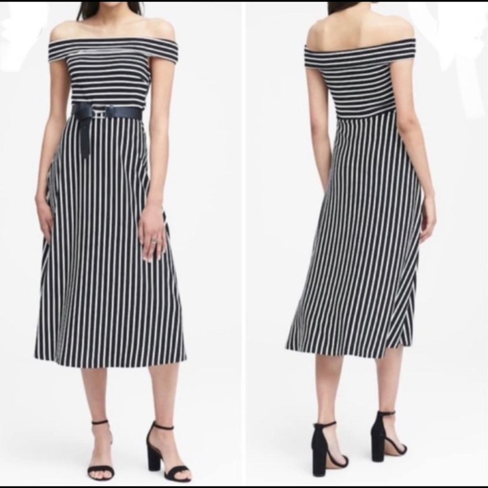NWOT BR Off Shoulder Striped Dress